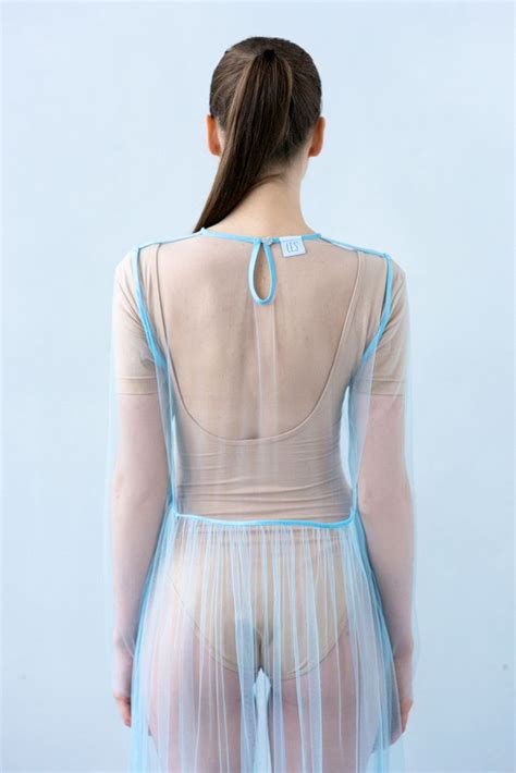 Платье прозрачное голубое / Transparent dress blue | Платья, Модные ...