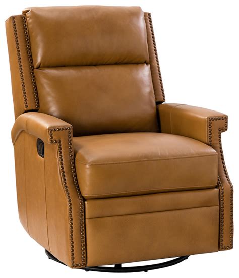 Genuine Leather Swivel Rocker Recliner - Contemporary - Recliner Chairs - by Karat Home | Houzz