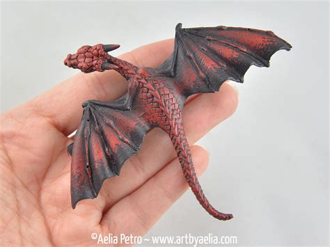 Realistic Baby Dragon Hair Clip Black and Red Dragon IN - Etsy