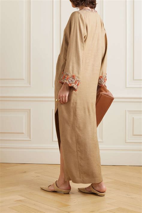 LORO PIANA Yari embellished herringbone linen and silk-blend maxi dress ...