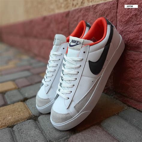 Кеды Мужские Nike Blazer Низкие Белые с Оранжевым Найк Блейзер Кожаные ...