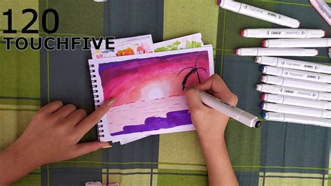КАК НАРИСОВАТЬ РОЗОВЫЙ ЗАКАТ МАРКЕРАМИ/РИСУНОК МАРКЕРАМИ TOUCHFIVE ...