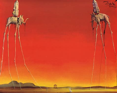 Salvador Dalí, "The Elephants", 1948, oil on canvas. The proportions of ...