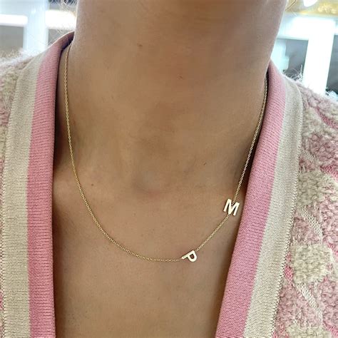 custom gold initial necklace rwfj