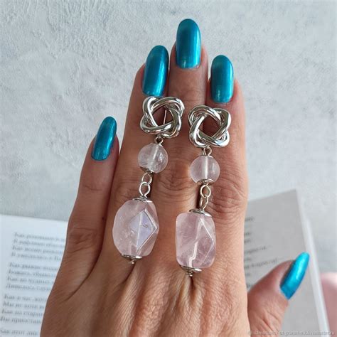 Серьги украшения из розового кварца классические бижутерия – заказать ...