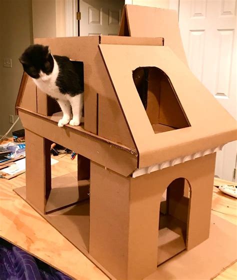 DIY Cat Cottage House Plans & Patterns - Cardboard Dollhouse