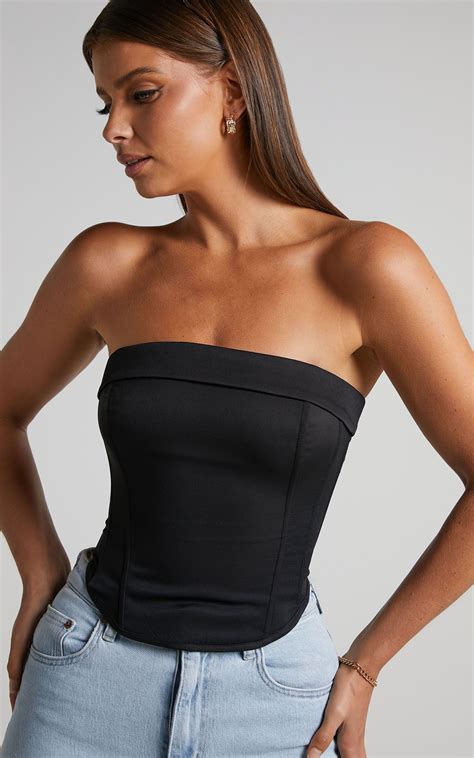 Vaira Top - Strapless Corset Top in Black | Corset top, Black corset