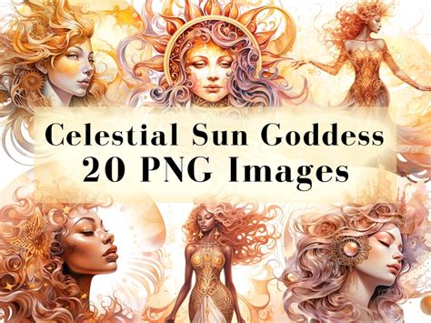 Celestial Clipart, Sun Goddess Clip Art, 20 Fantasy PNG Bundle ...