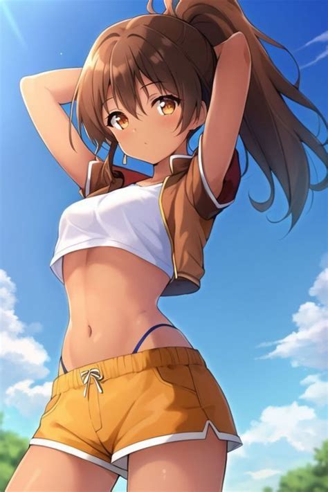 Sexy Anime Girl in Tight Clothes At the Beach by investmentclown on
