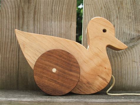 waddling duck wooden pull toy  classic toy  toddlers wooden
