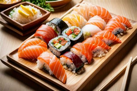 Mouthwatering Seafood Delight with Sushi, Sashimi and Wasabi by ...