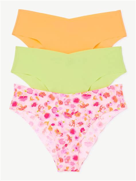 Joyspun Women's No Show Cheeky Panties, 3-Pack, Sizes XS to 3XL