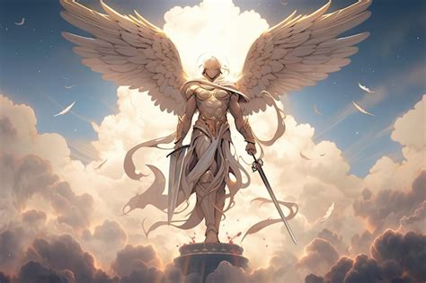 premium photo saint michael  archangel anime version  clouds