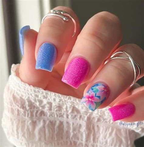 39 Pink and Blue Nails For A Cute Manicure