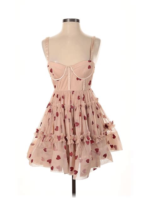 Lace & Beads 100% Polyester Hearts Stars Polka Dots Pink Cocktail Dress