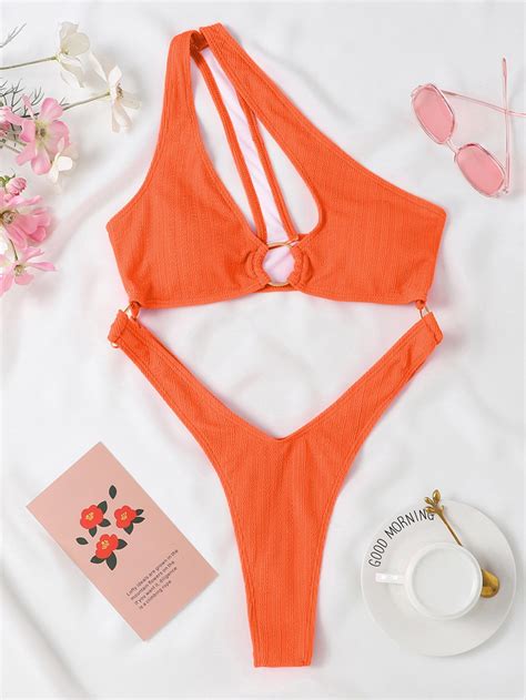 SHEIN Swim BAE Cut Out One Shoulder One Piece Swimsuit | SHEIN USA