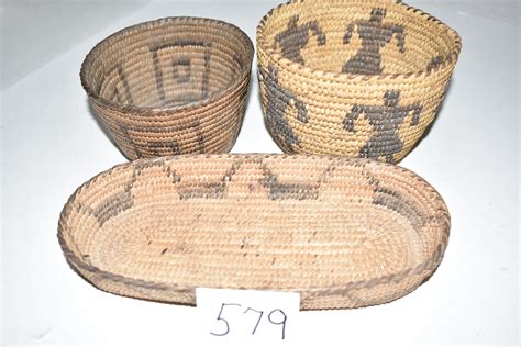 Lot - (3) Papago Baskets