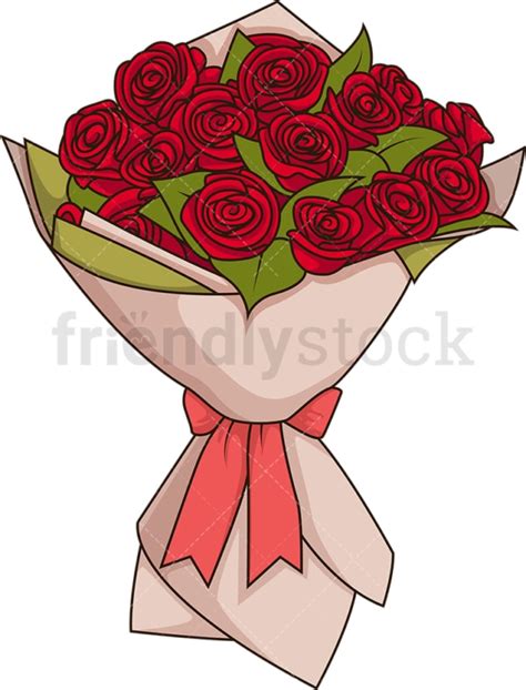 bouquet  roses cartoon vector clipart friendlystock