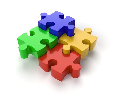 Four Jigsaw Puzzle Pieces on white background with clipping path | IT ...