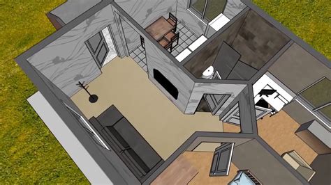 Маленький / мини дом. Одноэтажный домик для постоянного проживания. 3D ...