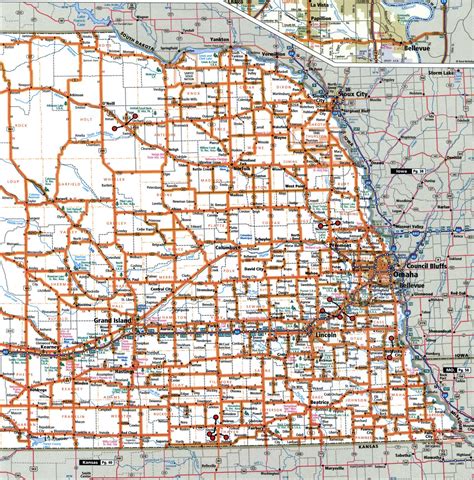 nebraska state highway map  truck routes nebraska roads map