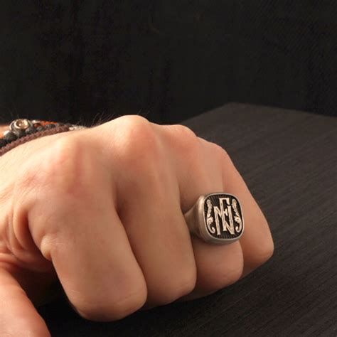 Silver Signet Ring Personalized Engraved Men's Ring Signet Ring