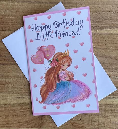 princess birthday card  girlslittle girl birthday card princess