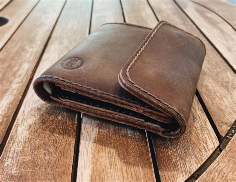 leather trifold wallet etsy