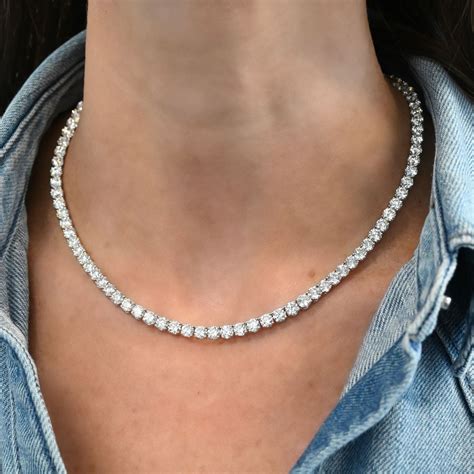 Signature 28CT Round Diamond Tennis Necklace | Diamond necklace wedding