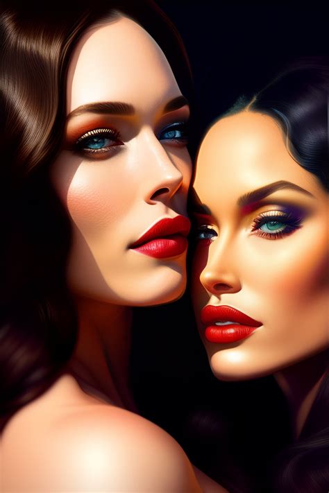 Lexica - Kat dennings kissing megan fox, ultra detailed, ethereal