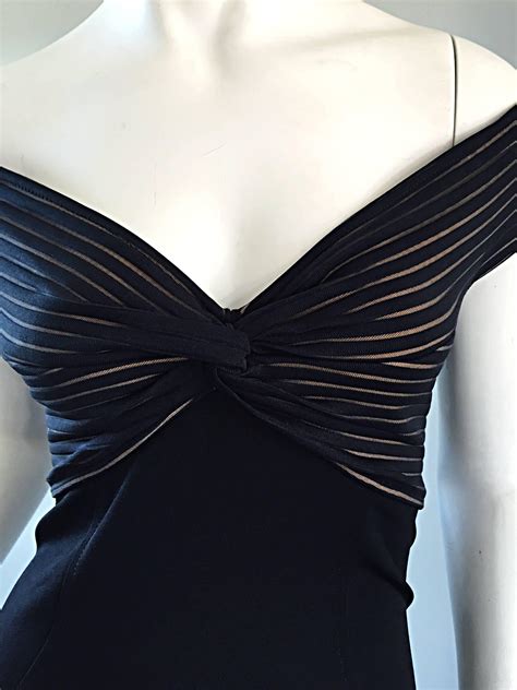 1990s Vintage Tadashi Shoji Black + Nude 90s Sexy Body Con Dress LBD Sz