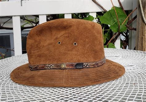 Ochre Brown Fedora Leather Hat - Etsy