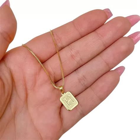 Colar Com Inicial Masculino - Colar Masculino Letra Inicial Placa Corrente Ouro 18k | Parcelamento ...