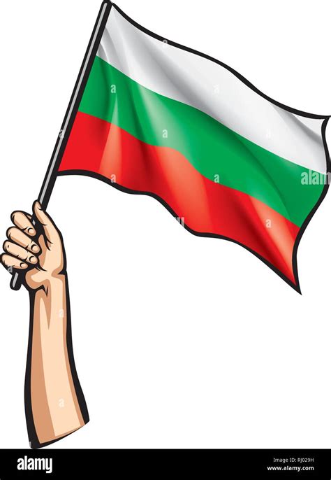 Bulgaria flag and hand on white background. Vector illustration Stock ...