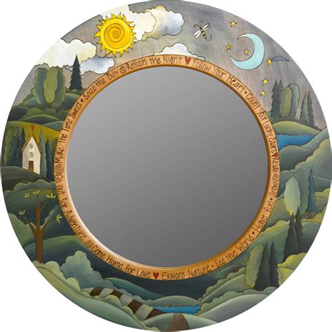 large circle mirror  sticks handmade