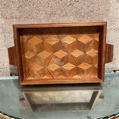 handcrafted marquetry wood tray  sale  stdibs