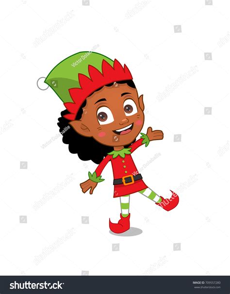 African American Christmas Elf Girl Stock Vector (Royalty Free