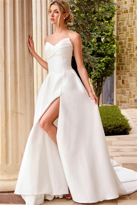 Strapless Sweetheart Satin Wedding Dress JB46880 | Jovani