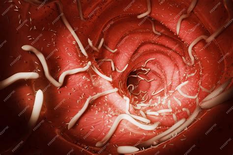 Premium Photo | Roundworm parasites in the human intestine ascariasis ...