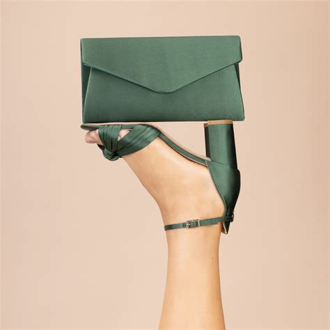 Perfect Bridal Lucinda Green Satin Knotted Block Heel Sandals