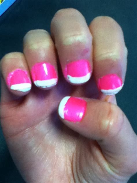 Hot pink nails with French tips in 2025 | Simple nails, Short acrylic ...
