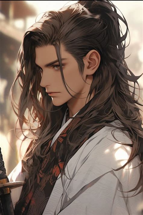male character  long hair fantasy male anime male fantasy character