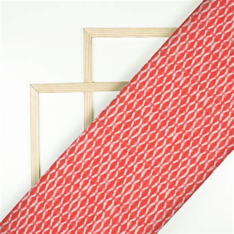 Desire Red Geometric Pattern Digital Print Crepe Silk Fabric – Fabcurate