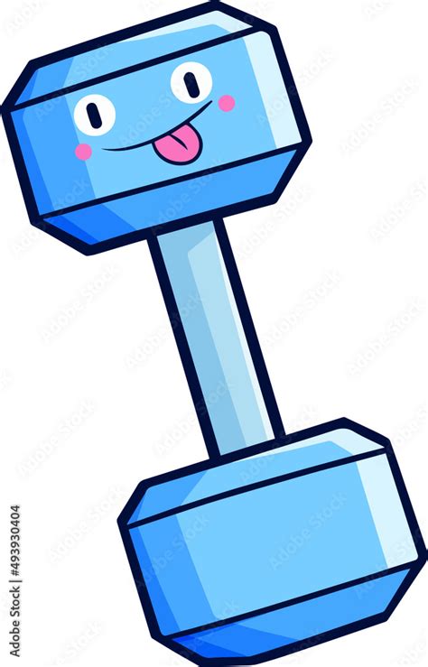 Cute blue dumbbell cartoon character mocking Stock Vector | Adobe Stock