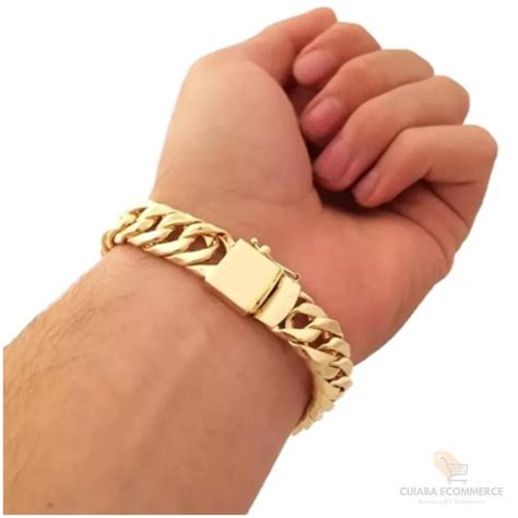 Pulseira Banhada A Ouro Masculina - Pulseira Banhada A Ouro 18k Masculina Elegante - Carrefour