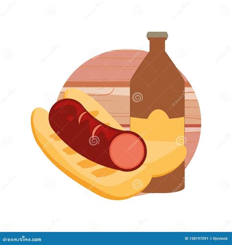Bottle Beer and Hot Dog Oktoberfest Festival Stock Illustration