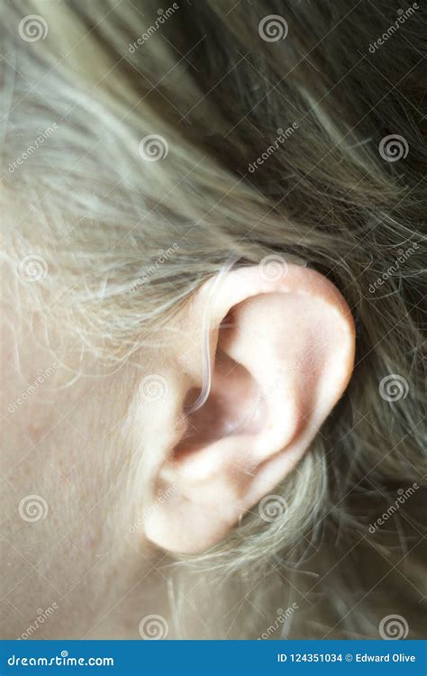 Deaf Woman with Hearing Aid Stock Photo - Image of deafness, middle ...