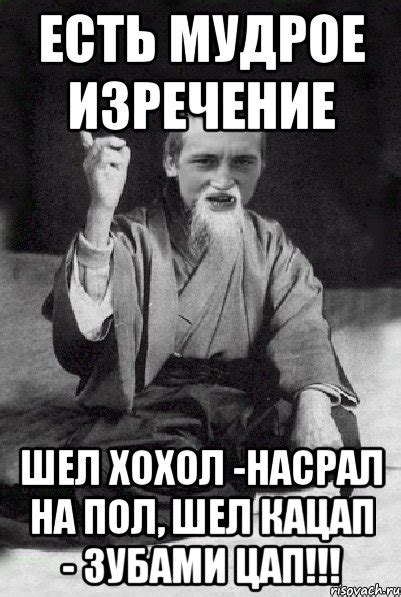 Есть мудрое изречение Шел хохол -насрал на пол, шел кацап - зубами ЦАП ...
