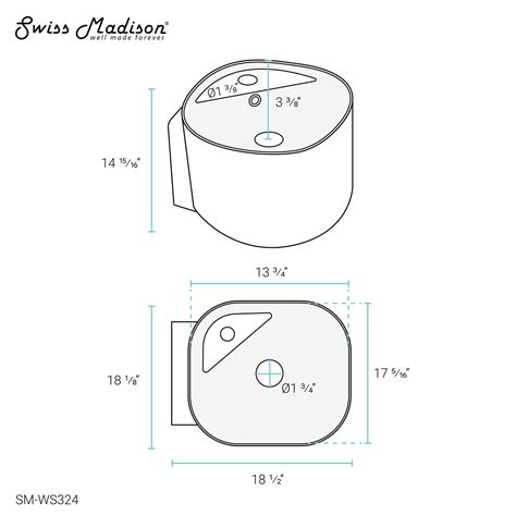Swiss Madison Ivy 18" x 19" Square White Ceramic Wall-Hung Bathroom Si