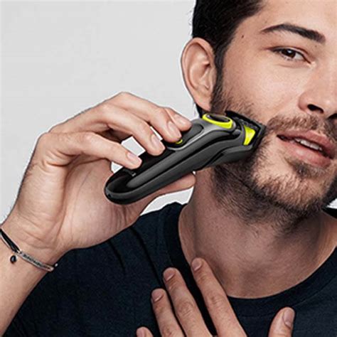 Beard Trimmer 3 for Face and Hair, Black/Volt Green with precision dial ...
